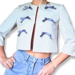 Gal Meets Glam Cropped Bridal Jacket Liliana Blue Cream Romantic Coquette